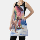 Catahoula Leopard Dog Rustic Barn Christmas Art エプロン (インサイチュ)