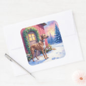 Catahoula Leopard Dog Rustic Barn Christmas Art スクエアシール (封筒)