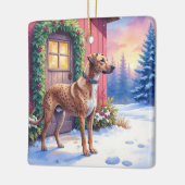Catahoula Leopard Dog Rustic Barn Christmas Art セラミックオーナメント (左)