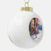 Catahoula Leopard Dog Rustic Barn Christmas Art セラミックボールオーナメント (左)