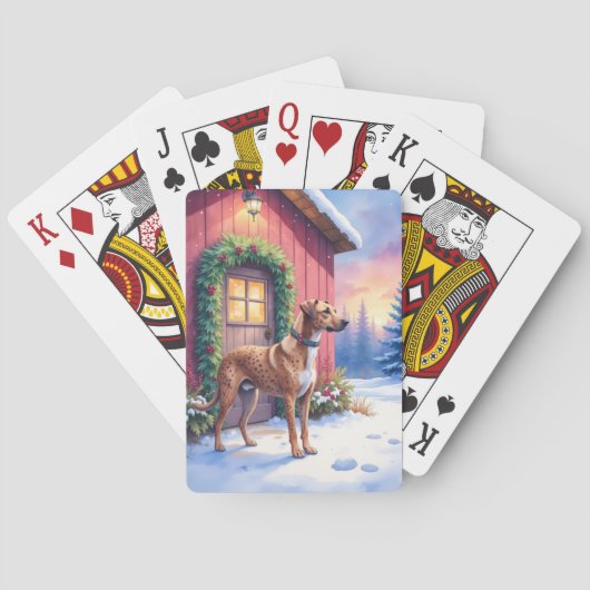 Catahoula Leopard Dog Rustic Barn Christmas Art トランプ (裏面)