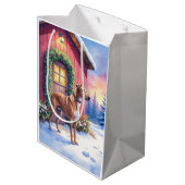 Catahoula Leopard Dog Rustic Barn Christmas Art ミディアムペーパーバッグ (裏面アングル)