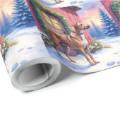 Catahoula Leopard Dog Rustic Barn Christmas Art ラッピングペーパー (ロールコーナー)