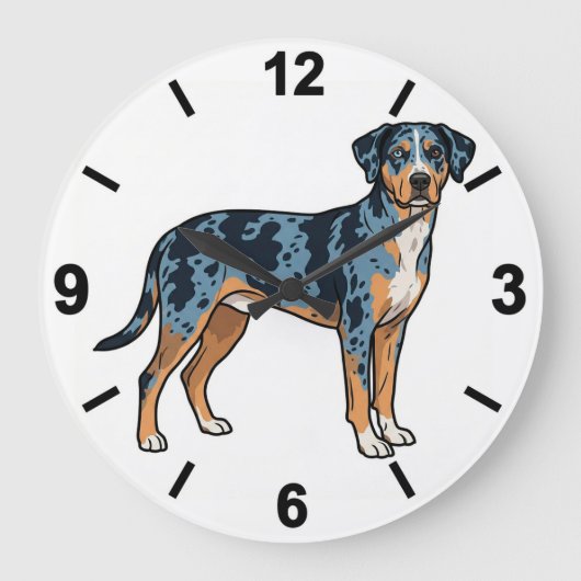 Catahoula Leopard Dog Wall Clock Rustic Decor ラージ壁時計 (正面)