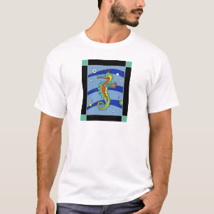 Catalinaの島のタツノオトシゴのタイルのTシャツ Tシャツ