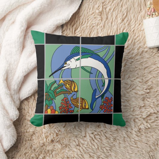 Catalinaの島のマカジキのデザインの枕 クッション (ブランケット)