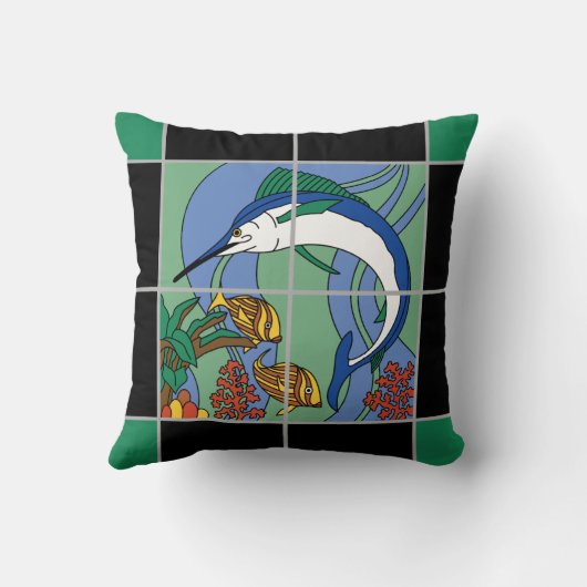 Catalinaの島のマカジキのデザインの枕 クッション (裏面)