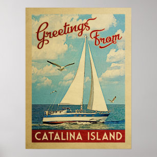 Catalinaの島のヨットのヴィンテージ旅行カリフォルニア ポスター