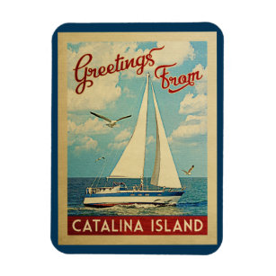 Catalinaの島のヨットのヴィンテージ旅行カリフォルニア マグネット