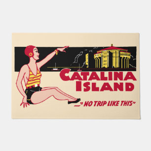 Catalinaの島のヴィンテージのカジノ旅行ポスター ドアマット