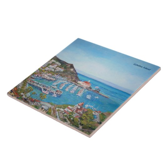 Catalinaの島の大きい(6" X 6")陶磁器の写真のタイル タイル (側面)