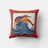 Catalinaの島の飛魚座のタイルのデザインの枕 クッション (裏面)