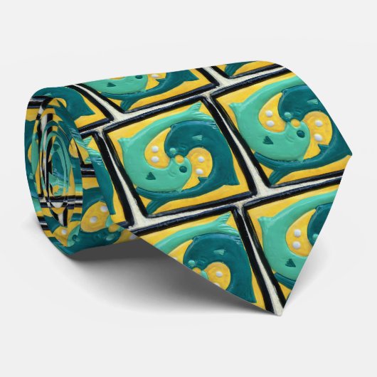 Catalinaの魚のタイルのタイ ネクタイ (ロール)