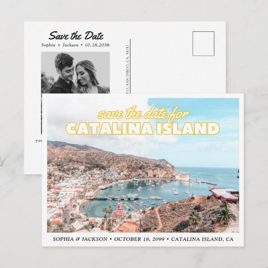 Catalina Island Save the Date Wedding Postcard ポストカード (正面/裏面)