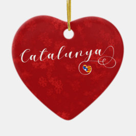 Catalunyaのハート、クリスマスツリーのオーナメント、カタロニア語 セラミックオーナメント