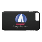 Catamaran Sailing_Blue Moon_on black_パーソナライズされた Case-Mate iPhoneケース (裏面(横))