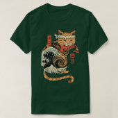 Catana Wave Cat Tattooed Samurai Cat Japanese Art  Tシャツ (デザイン正面)