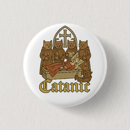 Catanic – 中世猫カルト・ミーム 缶バッジ (正面)