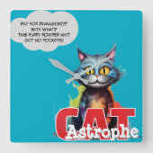 CatAstrophe | No Pockets Chaos Posse スクエア壁時計 (正面)