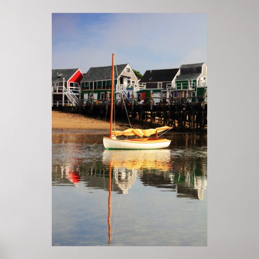 Catboat and waterfront, Provincetown MA, Cape Cod ポスター (正面)