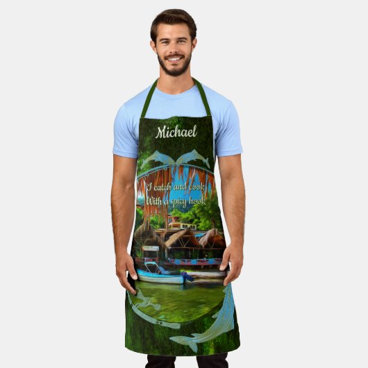 Catch and Cook Spicy Hook 0331 エプロン (着用した状態)