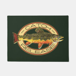 Catch and Release Brook Trout魚釣り ドアマット