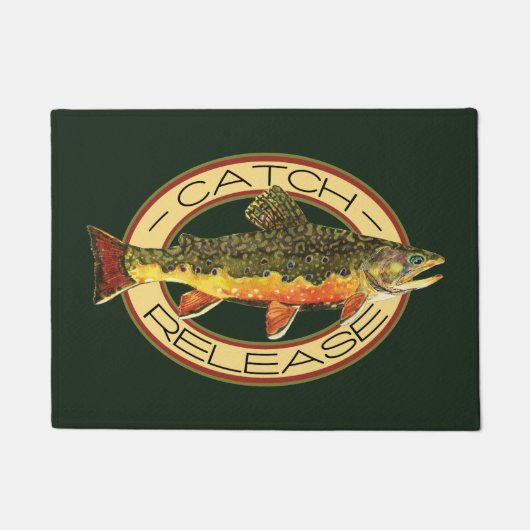 Catch and Release Brook Trout魚釣り ドアマット (正面)