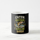 Catch + release 面白い釣り用トラウトフィッシング コーヒーマグカップ (中央)