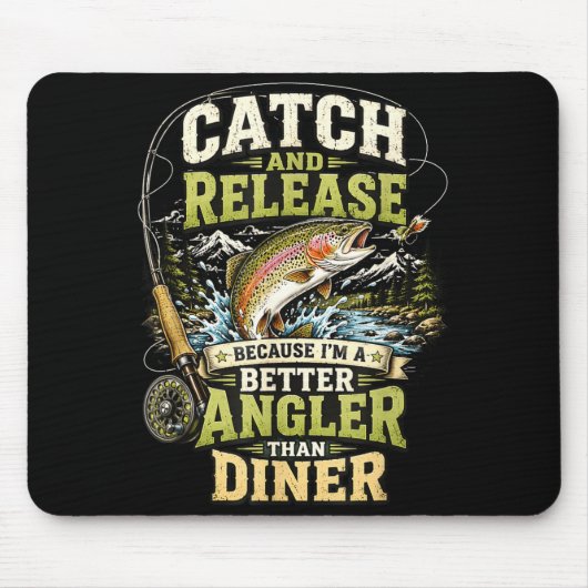 Catch & Release 面白い釣り ニジマス マウスパッド (正面)