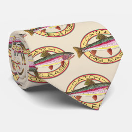 Catch & Release Rainbout Trout魚釣りfor Him ネクタイ