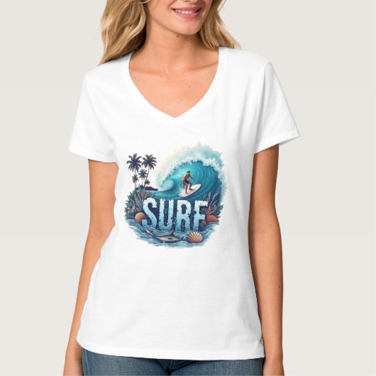 Catch the Waveサーフィン Tシャツ (正面)