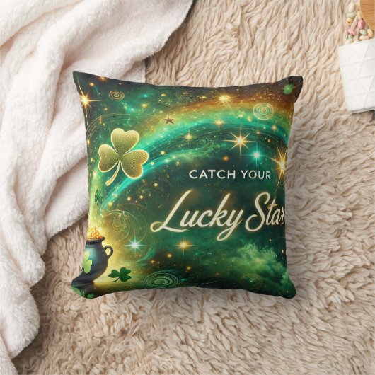 Catch Your Lucky Star Celestial Green Gold クッション (ブランケット)