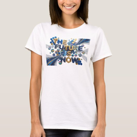 Catchy Blue THE FUTURE IS NOW プリント Tシャツ (正面)