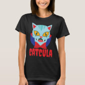 Catcula Cat Vampire Dracula Vampirina Halloween Co Tシャツ (正面)