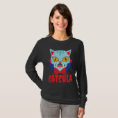 Catcula Cat Vampire Dracula Vampirina Halloween Co Tシャツ (正面フル)