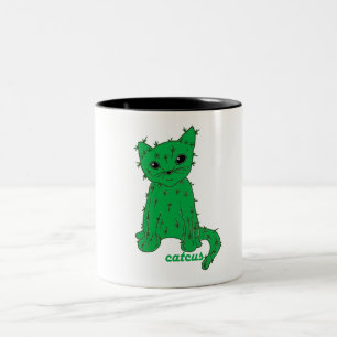 Catcus: サボテンおよび猫ファンのためのマグ ツートーンマグカップ