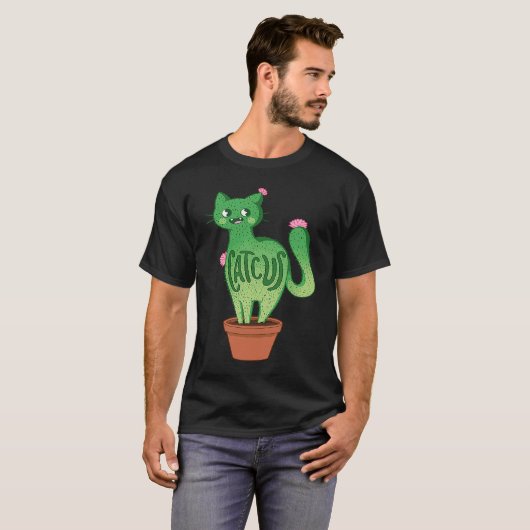 Catcus Cat Cactus Succulent Plants Kitty Lovers Fu Tシャツ (正面フル)