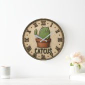 Catcus Funny Cactus Cat ラージ壁時計 (ホーム)