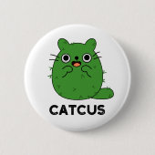 Catcus Funny Cat Cactus Pun  缶バッジ (正面)