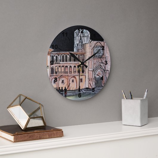 Catedral de Santa María Painting by Alfred Fox ラージ壁時計 (オフィス)