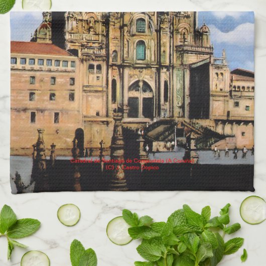 Catedral de Santiago de Compostela (A Coruña) キッチンタオル (折り畳み)