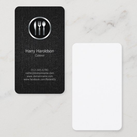 Caterer Cutery Chromeアイコングランジ名刺 名刺 (正面/裏面)
