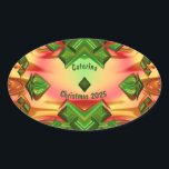 CATERINA to CHRISTMAS 2024グリーンレッドイエロー～ 楕円形シール<br><div class="desc">クリスマスの色と色合いで作られたフラクタルデザイン。3Dだ。</div>