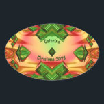 CATERINA to CHRISTMAS 2024グリーンレッドイエロー～ 楕円形シール<br><div class="desc">クリスマスの色と色合いで作られたフラクタルデザイン。3Dだ。</div>