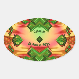 CATERINA to CHRISTMAS 2024グリーンレッドイエロー~ 楕円形シール