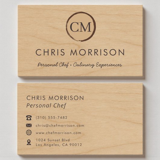 Catering Restaurant Personal Chef Rustic Wood  名刺