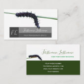 Caterpillar自然恋人グレー長方形モノグラム 名刺 (正面/裏面)