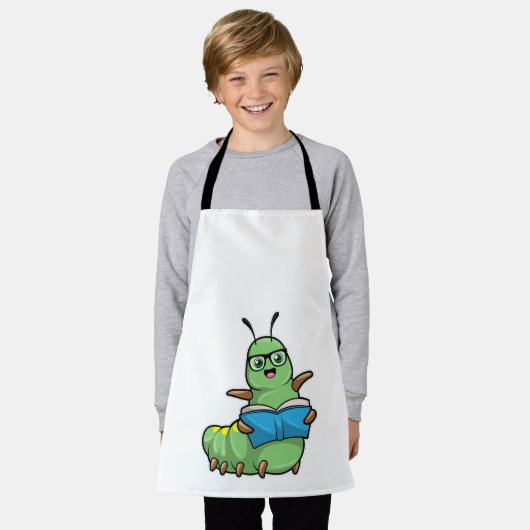 Caterpillar asおたくwith Book & Glass エプロン (着用した状態)