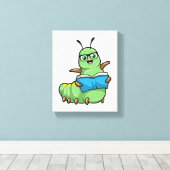 Caterpillar asおたくwith Book & Glass キャンバスプリント (インサイチュ (ウッドフロア))