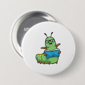 Caterpillar asおたくwith Book & Glass 缶バッジ (正面&裏面)